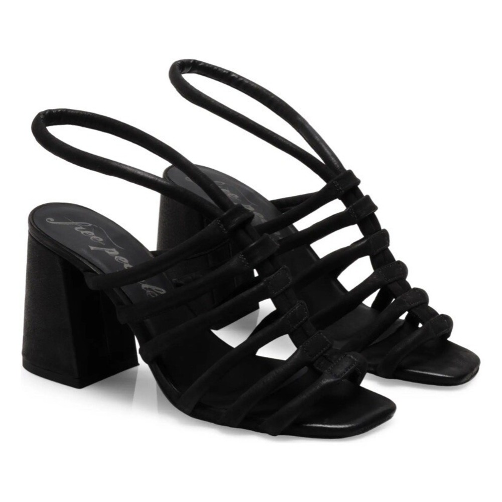NEW Free People Block Heel New Womens Colette Cinched Black 38.5 US 8.5 - Picture 2 of 11